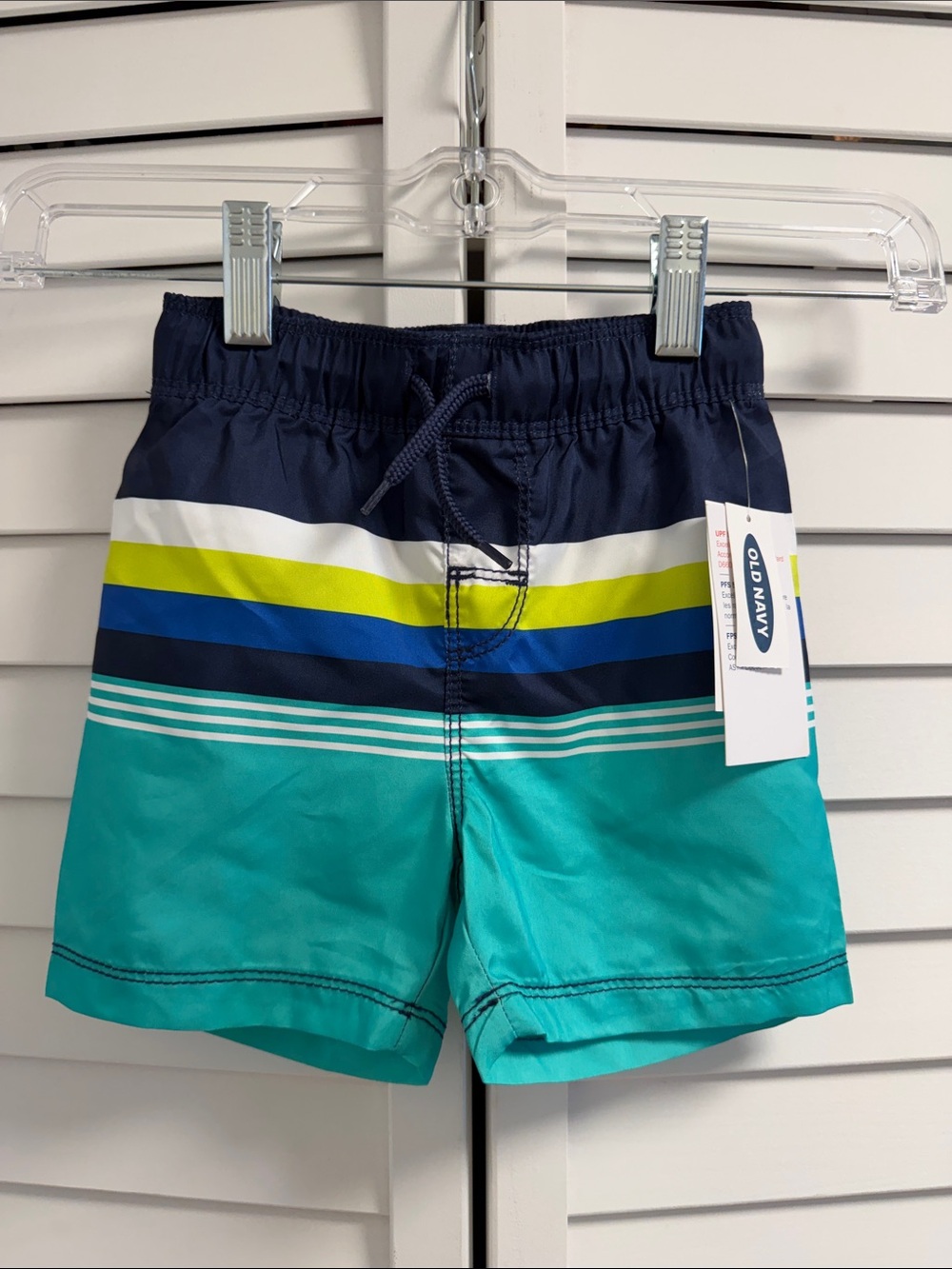 Old Navy Toddler Boys Colorful Striped Lined Swim Trunks NWT 18-24M UPF50
